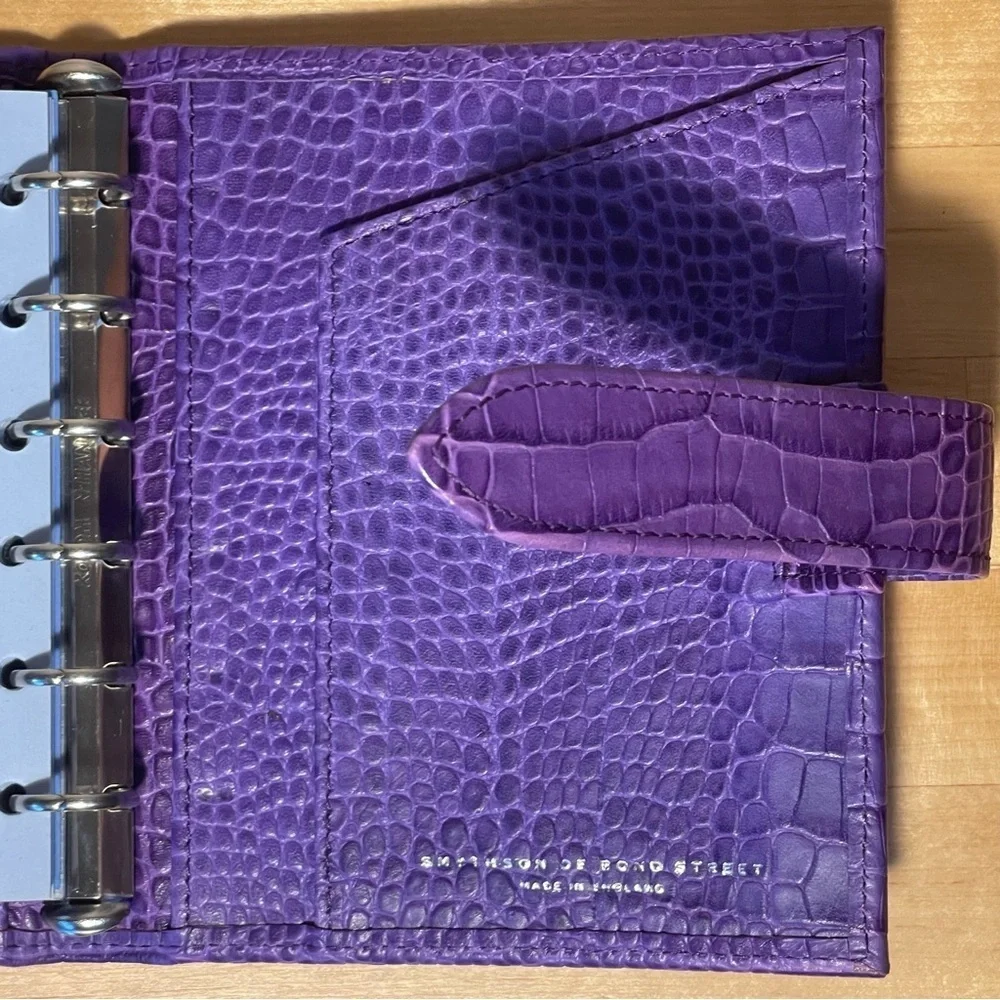 Smythson of Bond Street Bijou Organizer | Mara Purple Crocodile-Embossed Leather